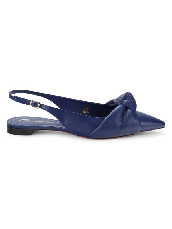 Santoni Leather Slingback Flat Shoes